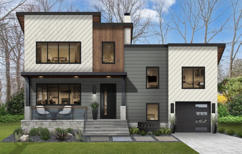 A rendering of an exterior home design