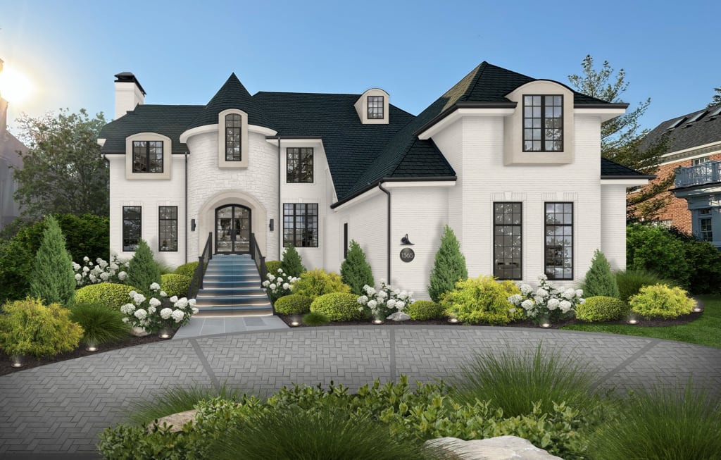 white brick house