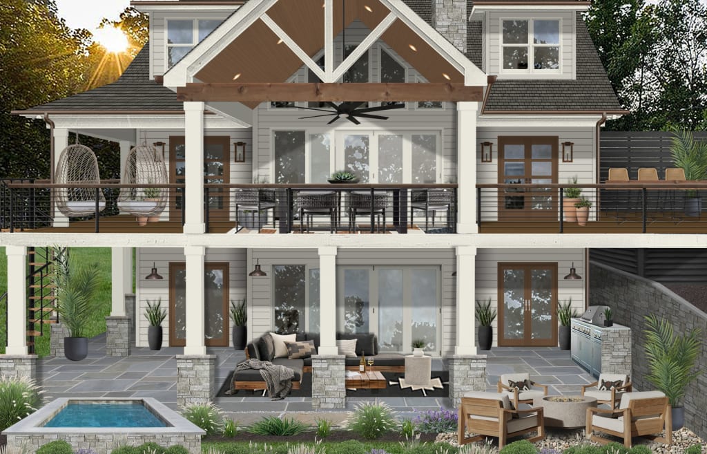 back side of a house with lap siding