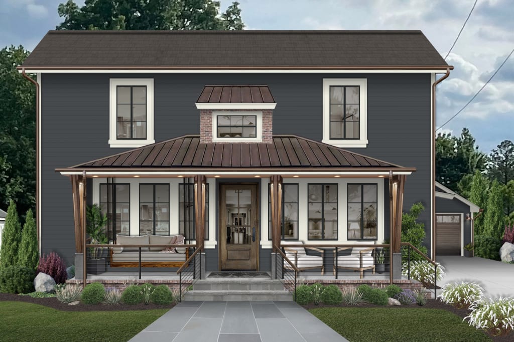 A virtual rendering of a home's exterior