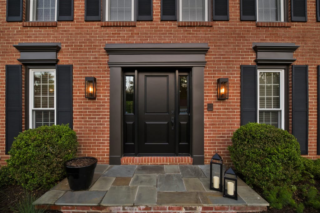 Red brick house reveal front entry detail