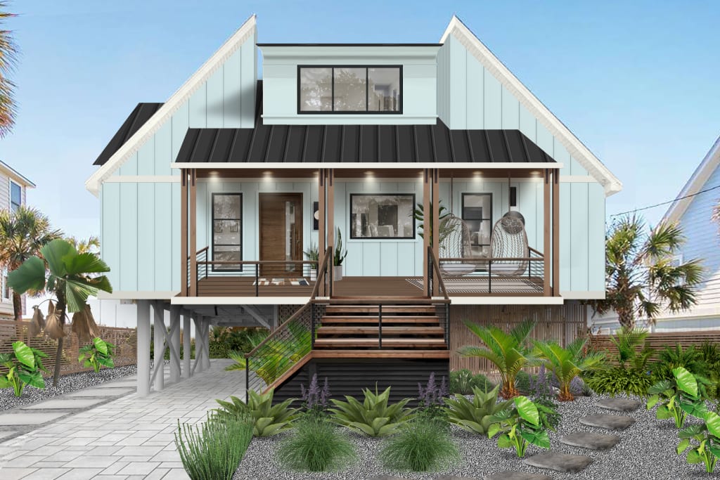 A rendering of a home showcasing the power of real designers versus ai home design - AI Exterior Design: Benefits of Human Expertise vs. AI Tools