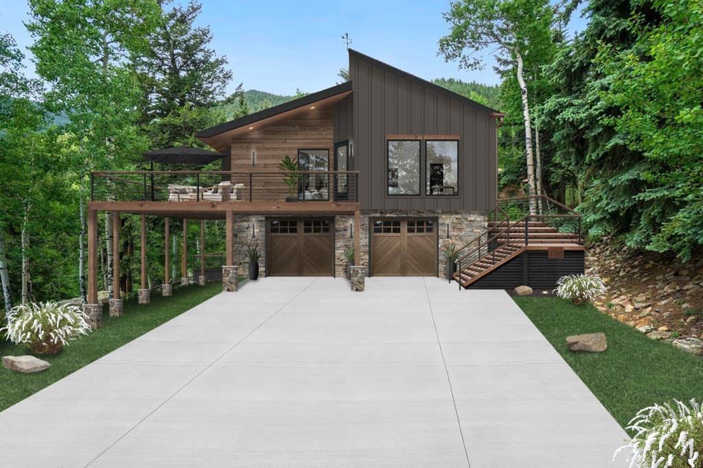 charcoal house with natural accents