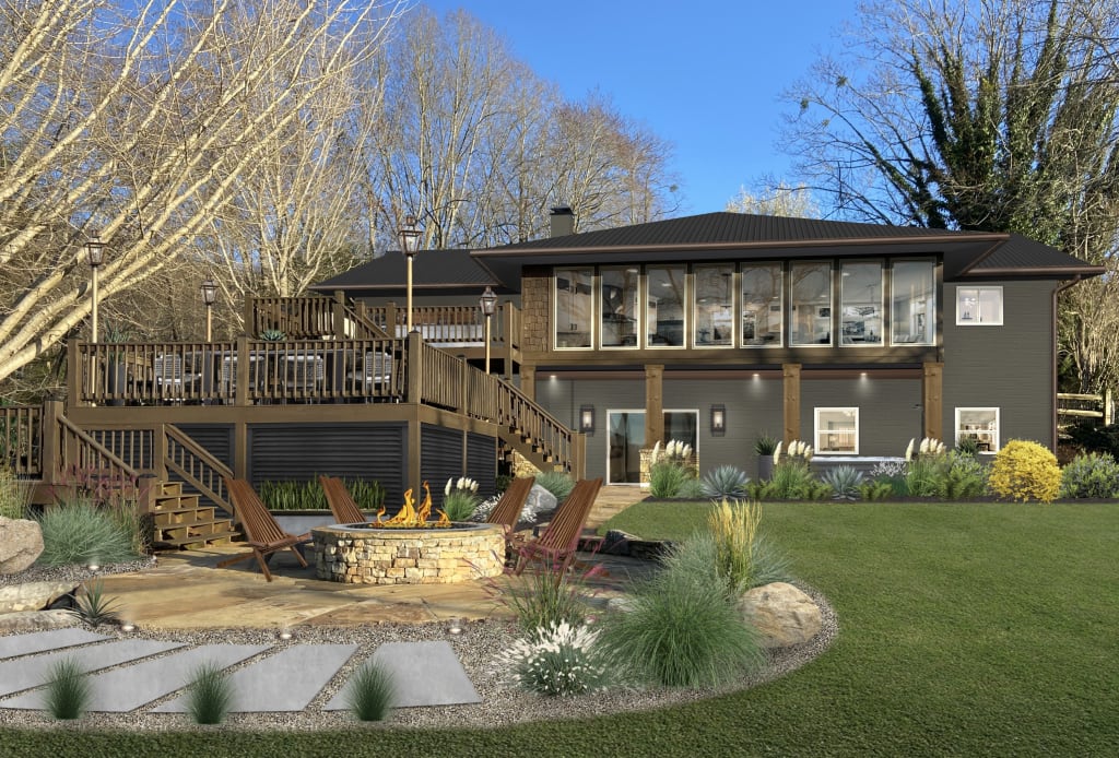 The back of a cabin-style home