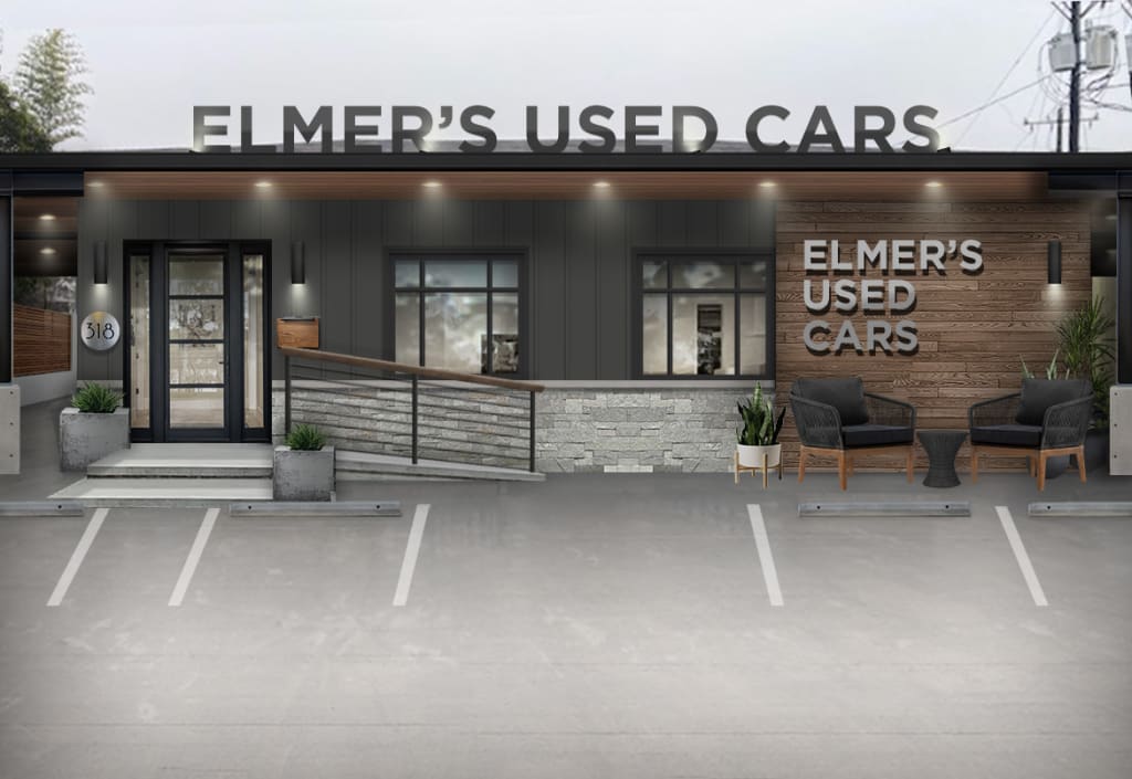 Used car shop with high-end commercial curb appeal