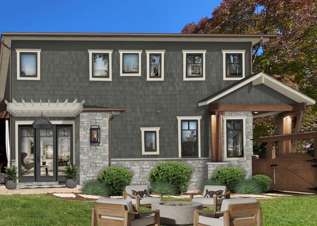 Ashwood Moss on a rustic Craftsman-style home exterior, side view
