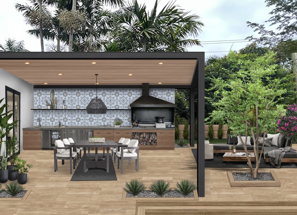 stunning covered outdoor kitchen