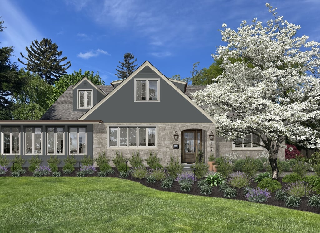 A rendering of a home showcasing the power of exterior painting