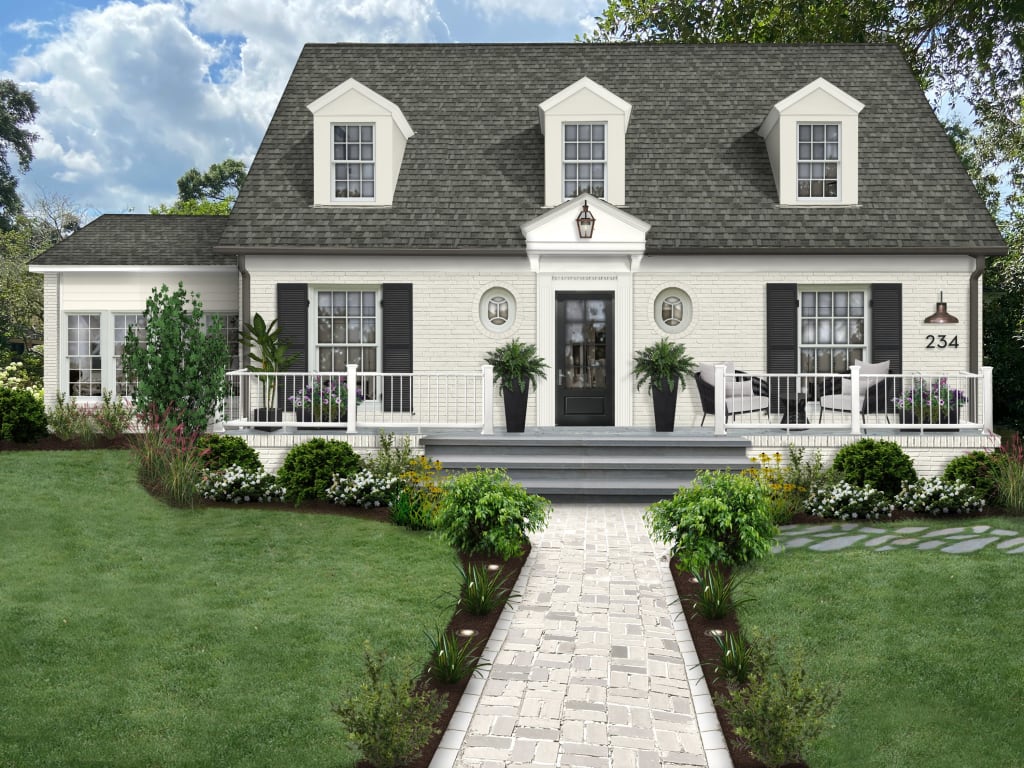 A home rendered in Benjamin Moore's White Dove
