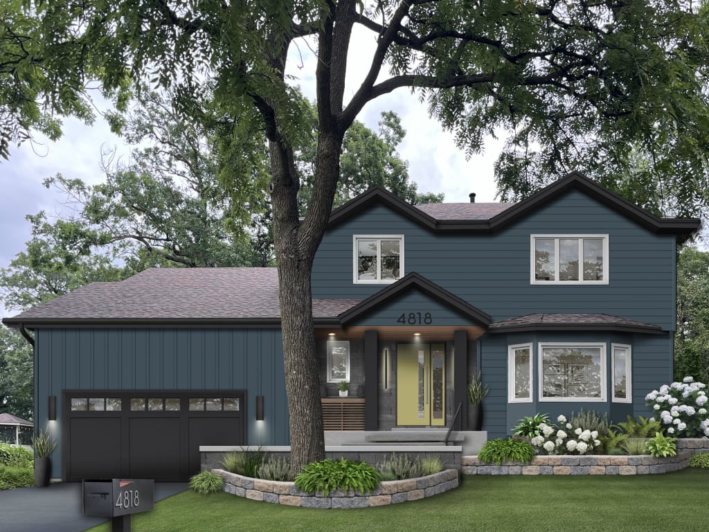 bold turquoise house with wasabi door showing bold front door colors
