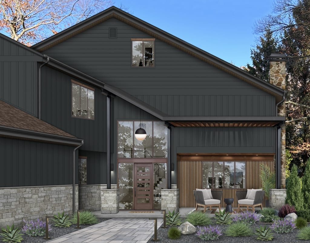Virtual exterior design of a modern contemporary home - Modern vs. Contemporary Home Design In 2025 - brick&batten