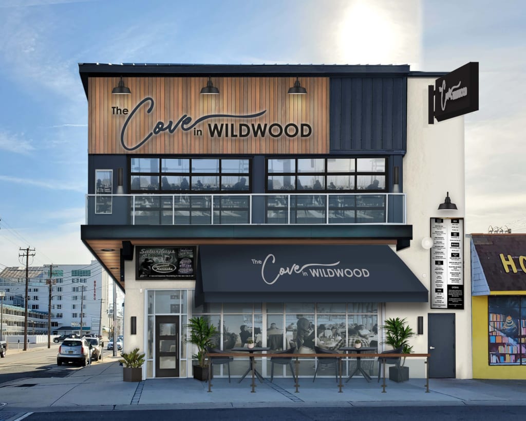 A restaurant rendered in Sherwin Williams' Naval