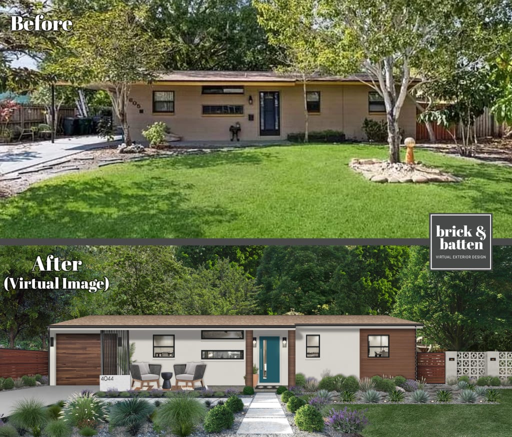A before and after demonstrating the power of house staging for outdoor spaces