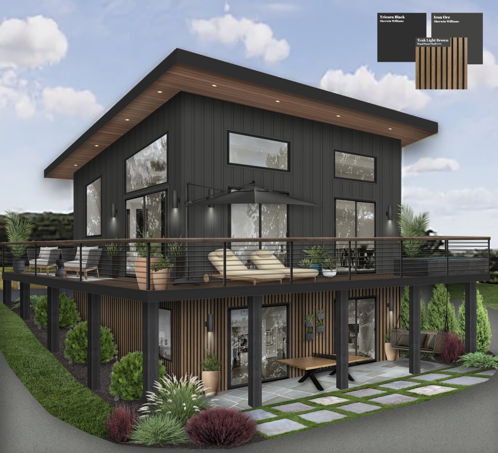 A modern home using Iron Ore by Sherwin-Williams, designed by brick&batten.