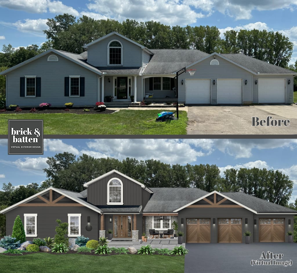 A before and after demonstrating the power of house staging for outdoor spaces