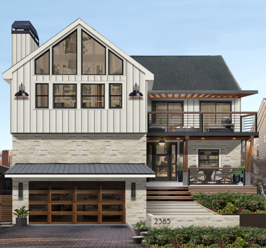 A modern two-story home with garage