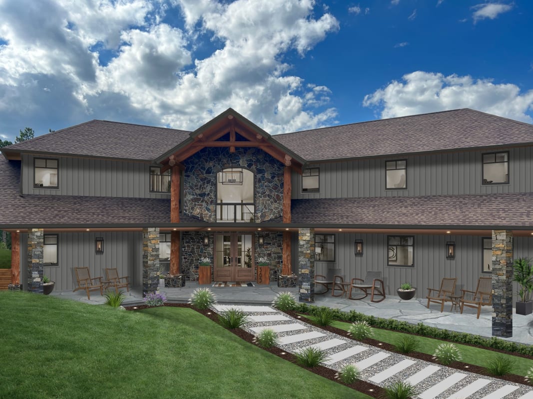 Rustic paint colors for home exteriors, featuring Iron Ore and Kendall Charcoal