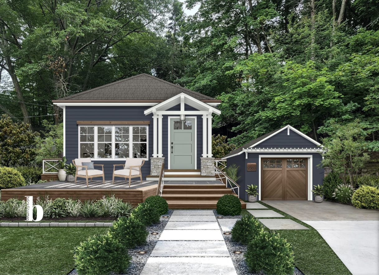 A brick&batten virtual exterior design.