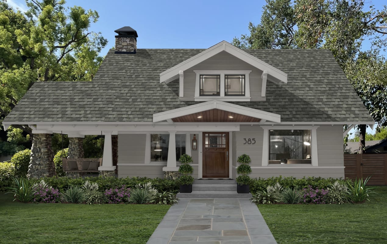 A Craftsman house with a neutral color palette