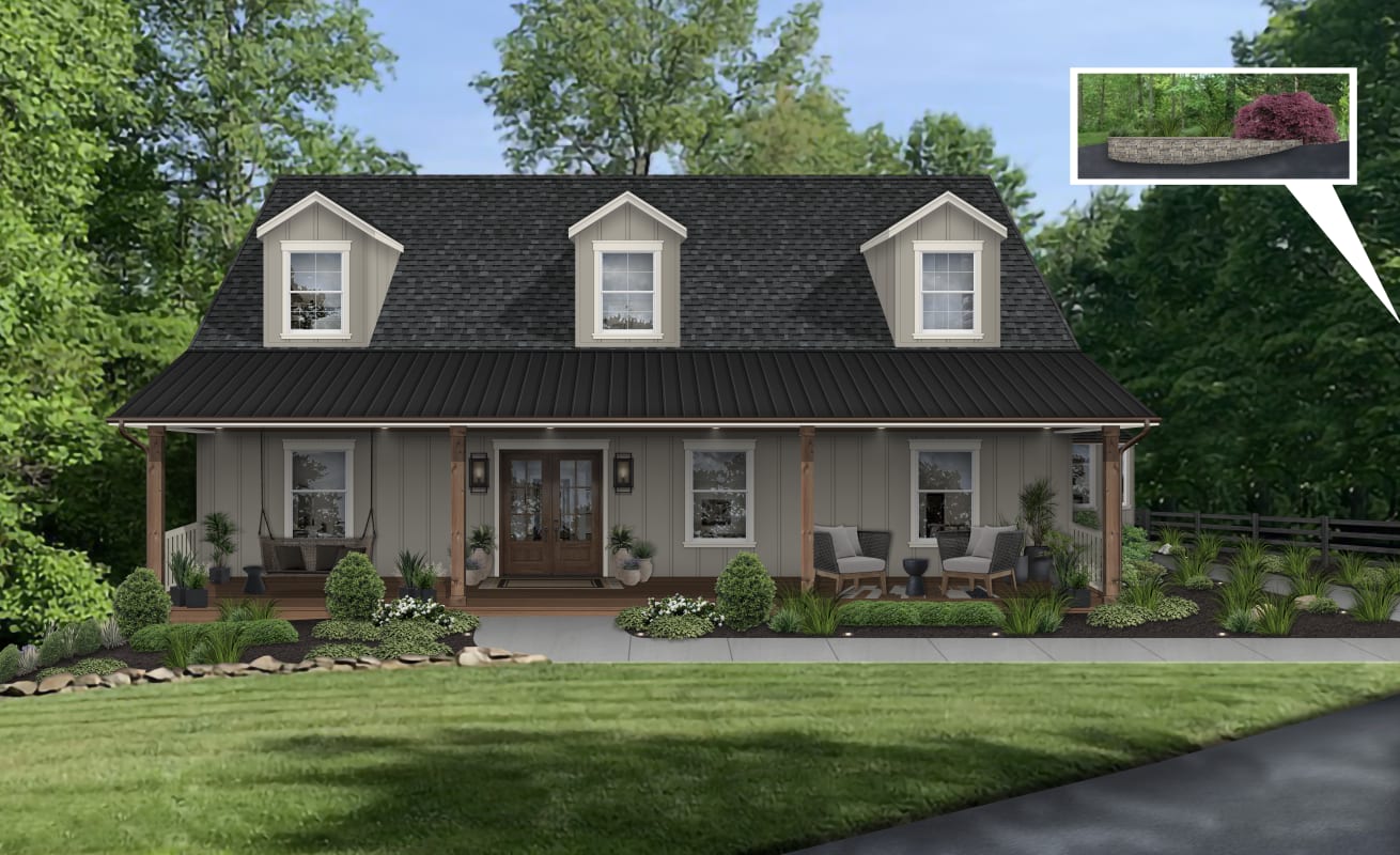 A virtual home exterior after spring cleaning, designed by brick&batten.
