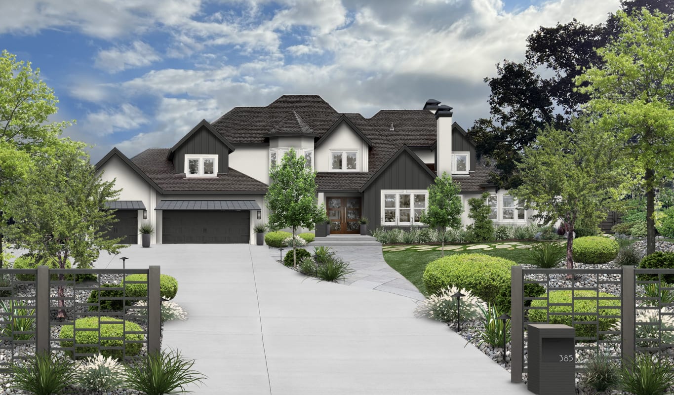 A home with low-maintenance curb appeal materials.