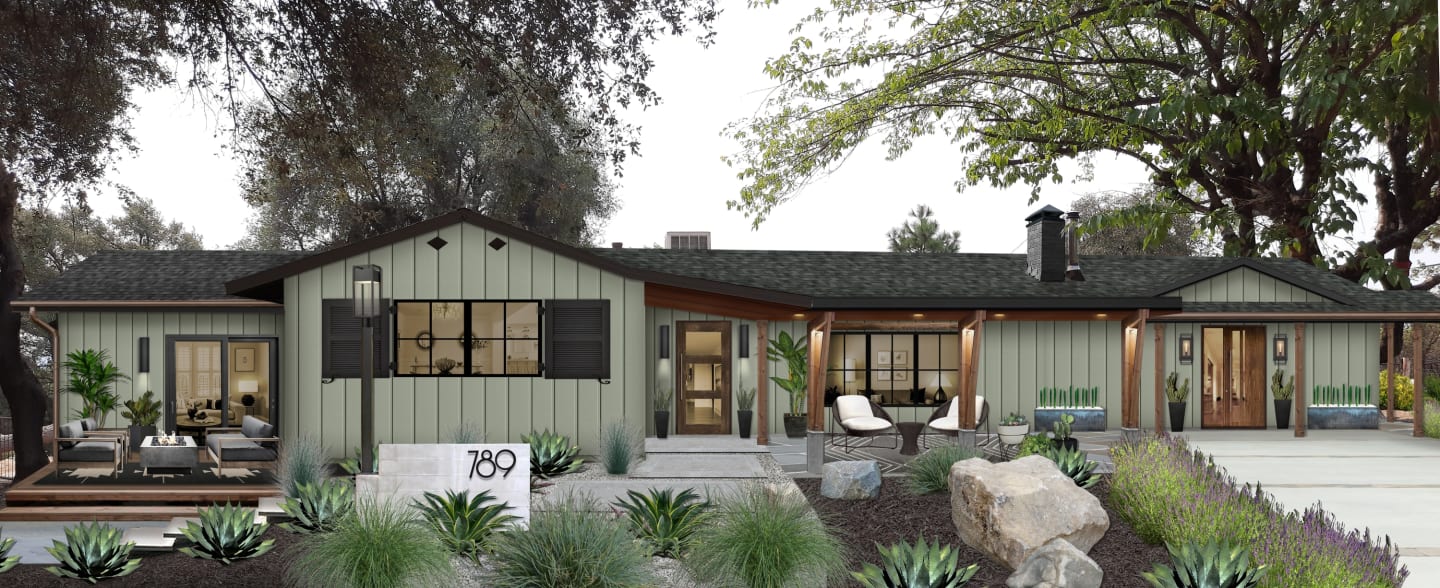 home with green exterior paint color