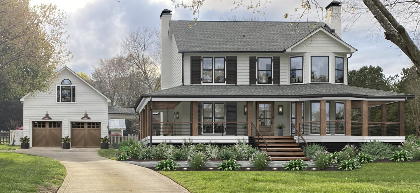 Traditional home with a large wrap around porch