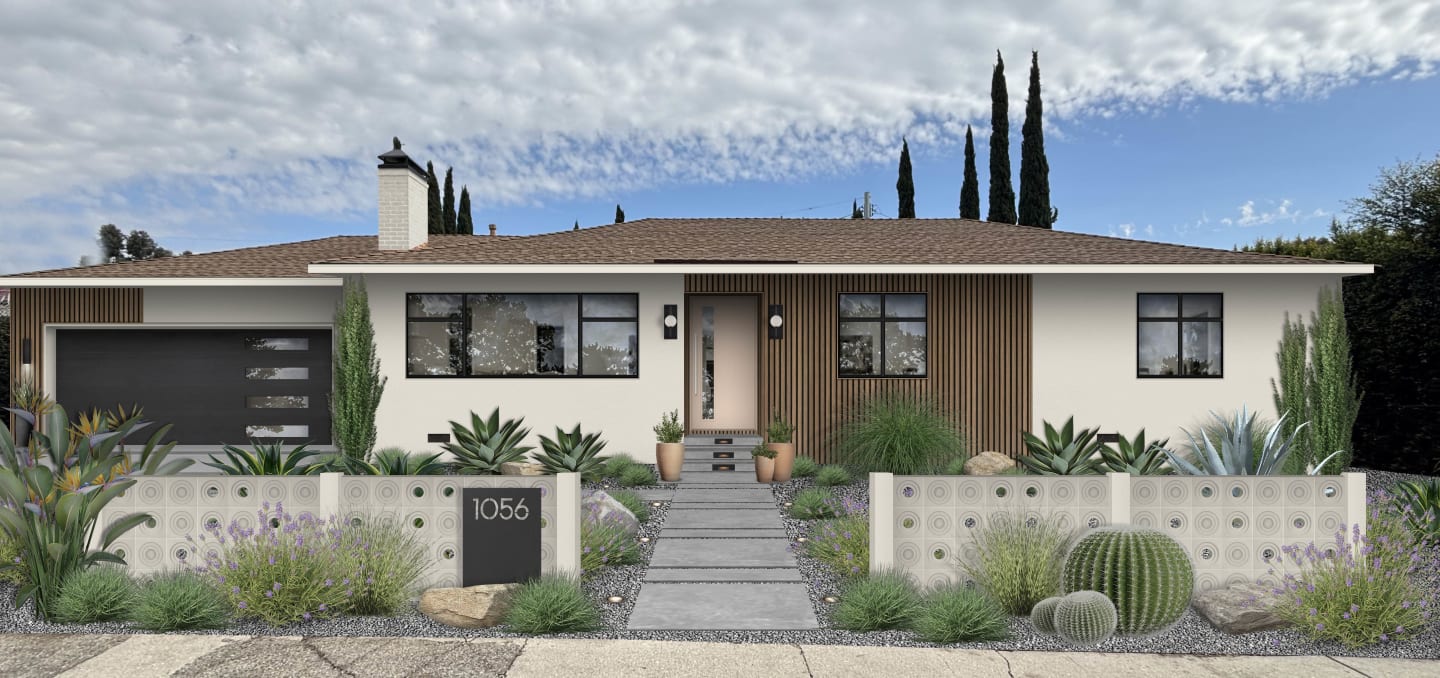 A home with stucco exterior siding designed by brick&batten.