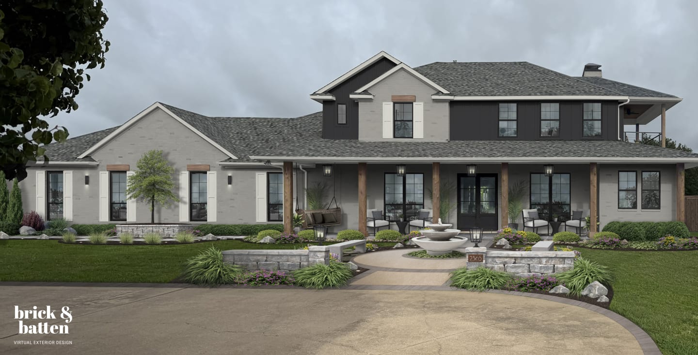 Home with solar-powered outdoor lighting