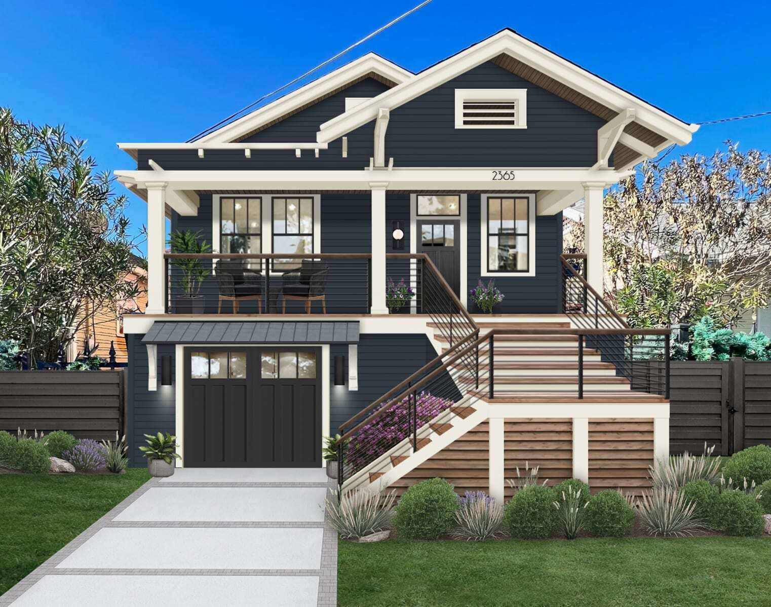 Home with blue paint exterior.