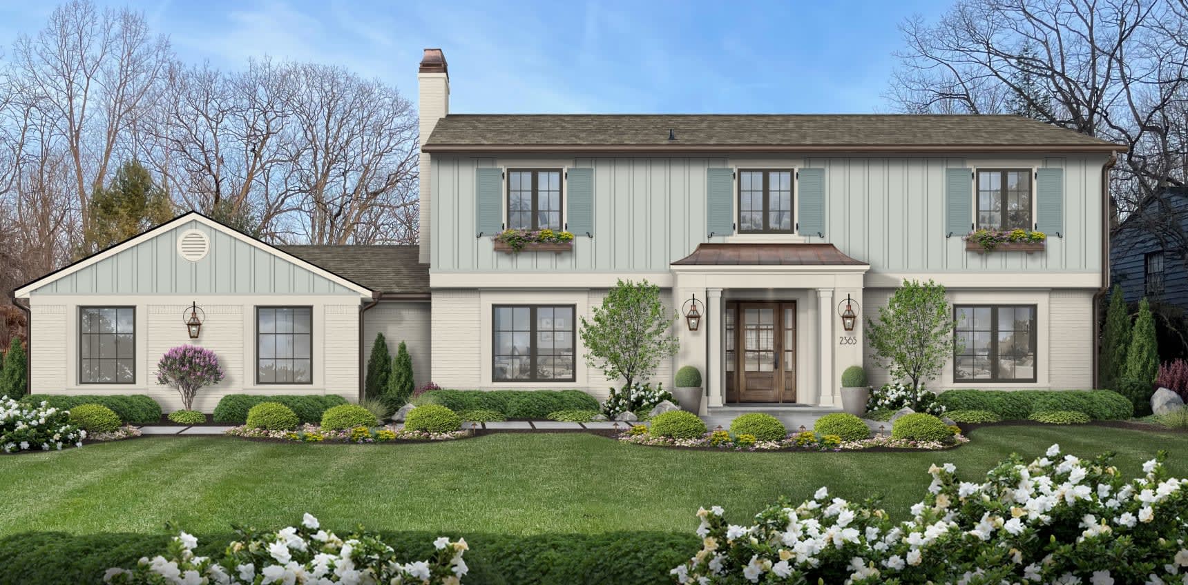 A home using sea salt, a top paint color of 2026, designed by brick&batten.