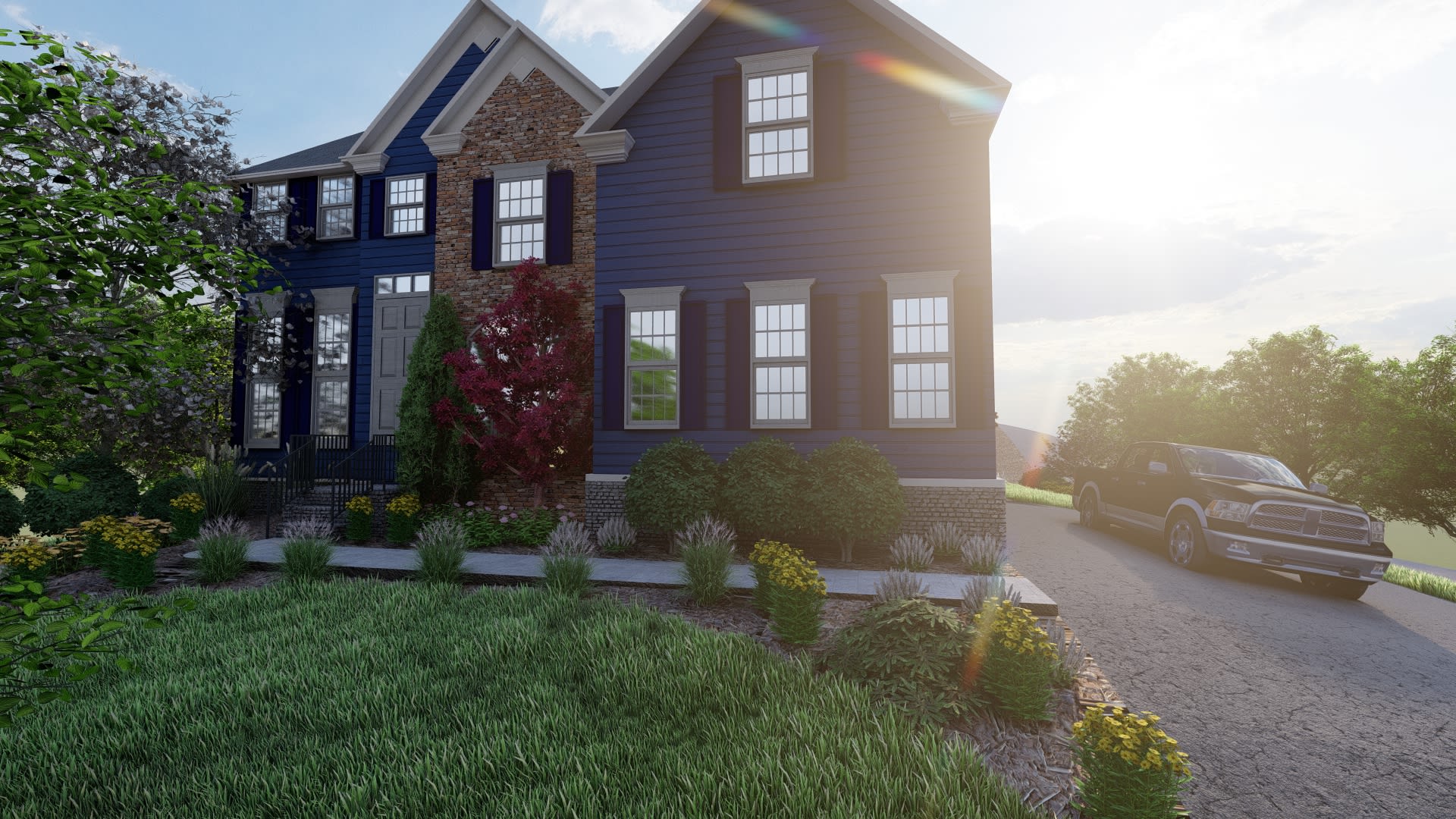 An example to demonstrate eclectic front yard landscaping ideas