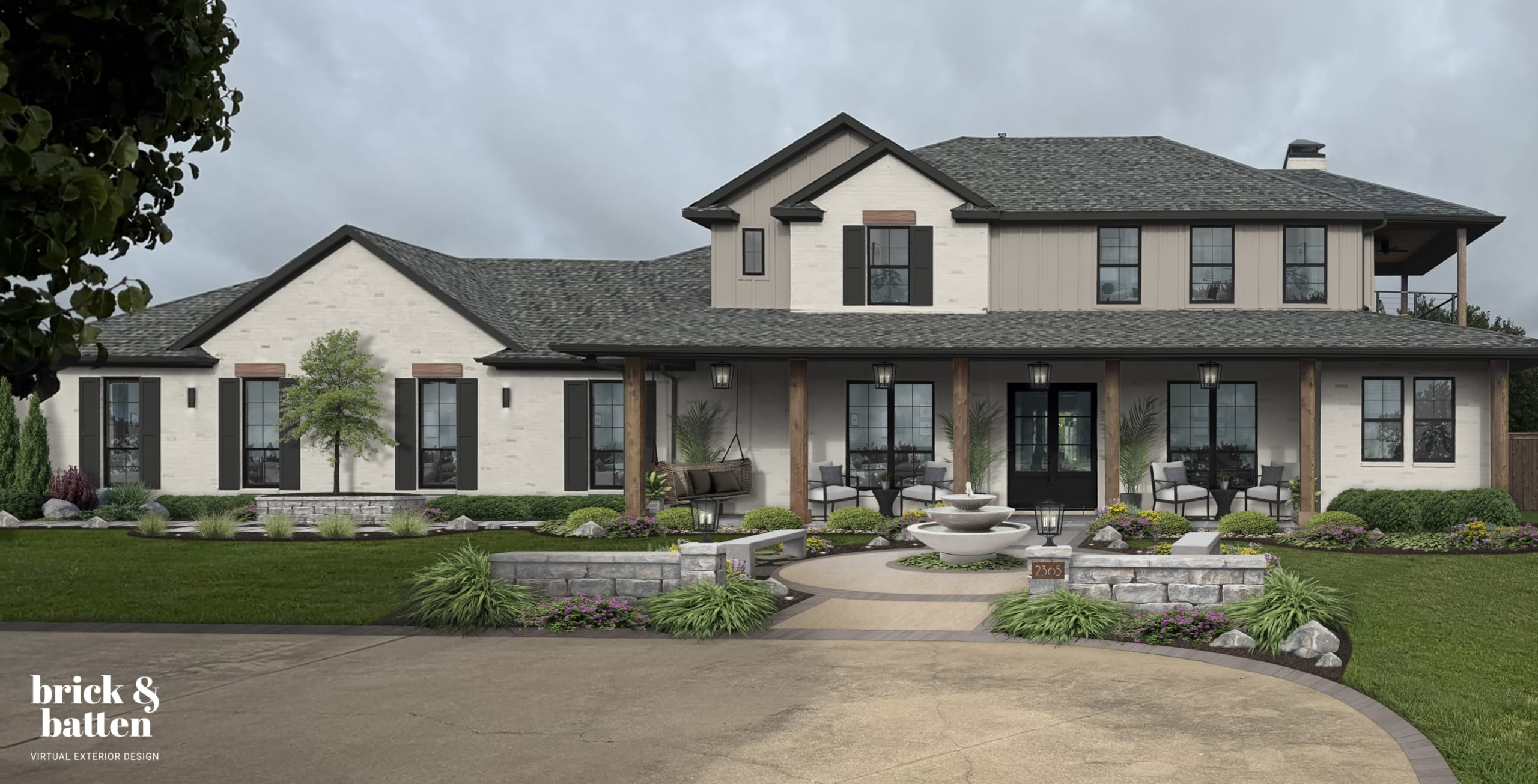 Shoji white home exterior by brick&batten.