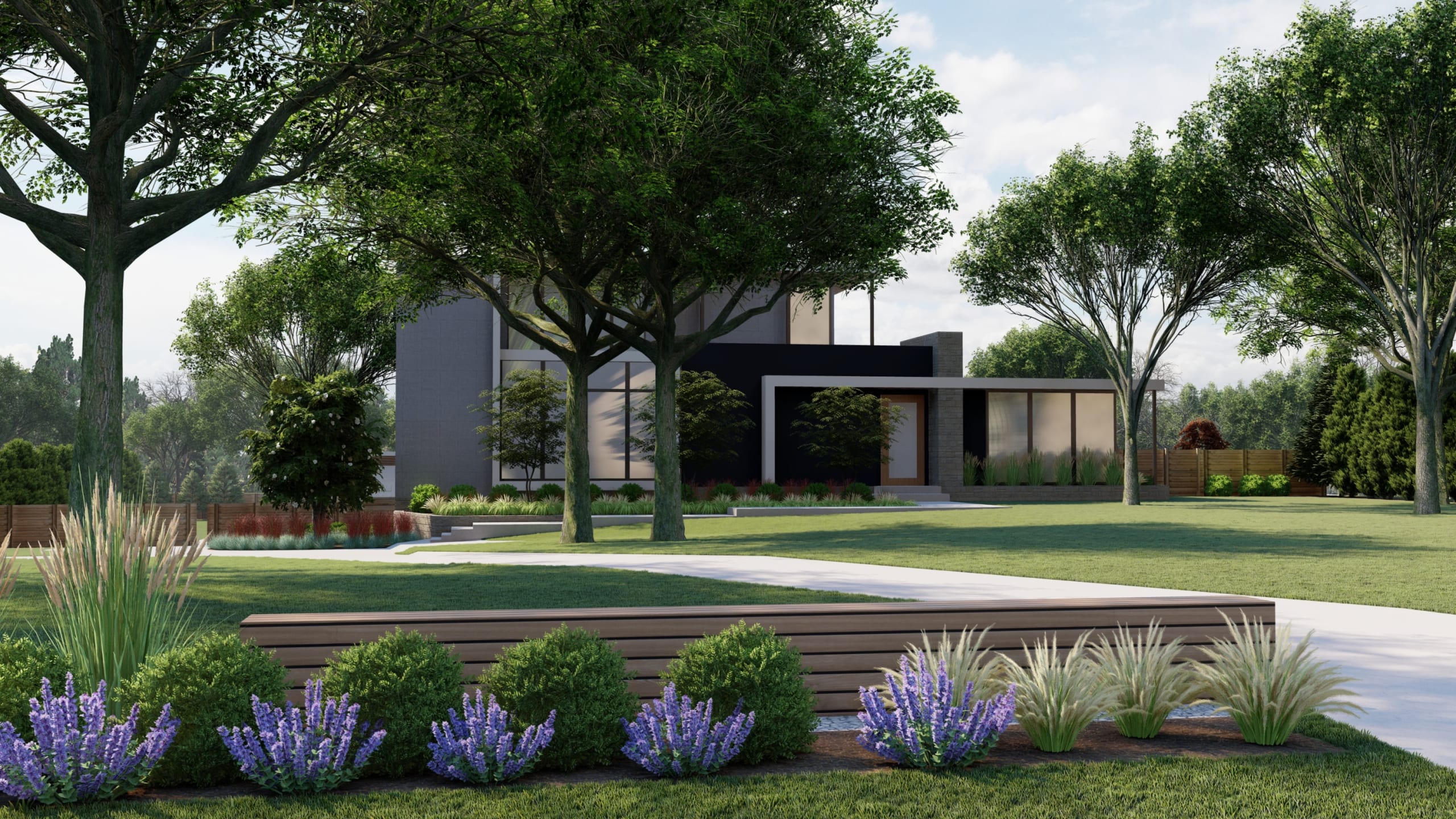 An example to demonstrate modern front yard landscaping ideas