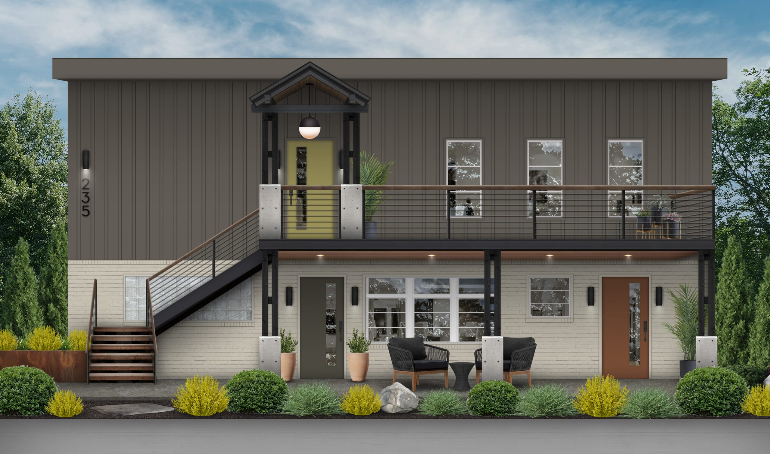 A two-family home virtually designed by brick&batten.