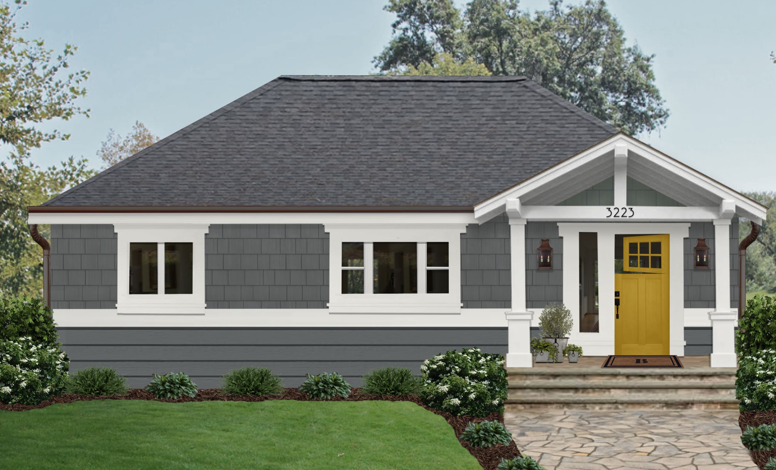 Yellow Door with Trim Sidelight