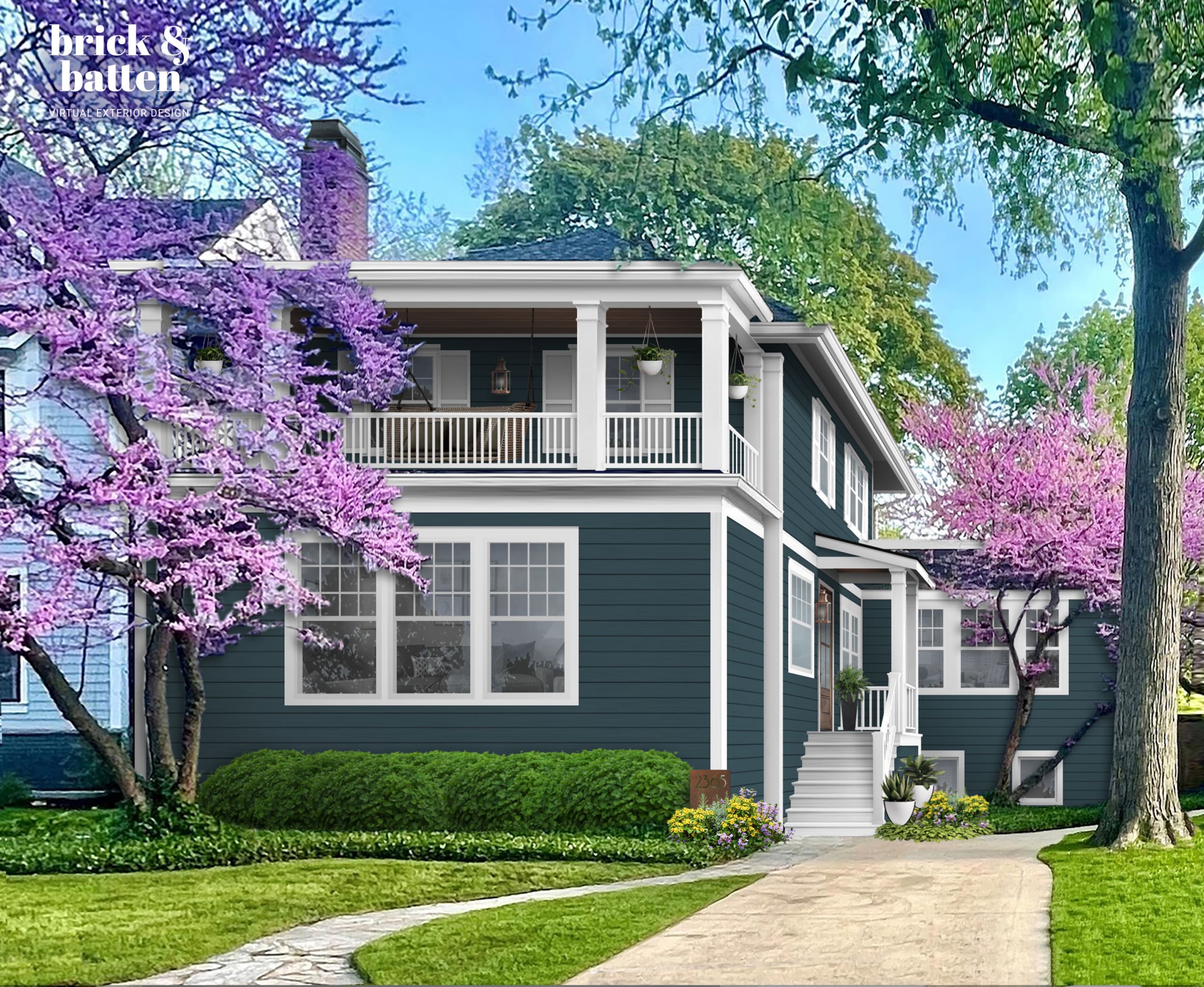 Home with a moody blue paint that will help resale value.