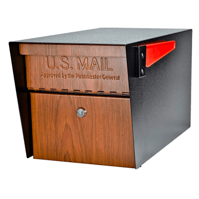 Mail Boss Curbside Wood-Grain Locking Security Mailbox in Black