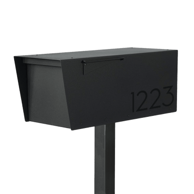VsonsDesign All-Black Minimalist Modern Post-Mounted Mailbox