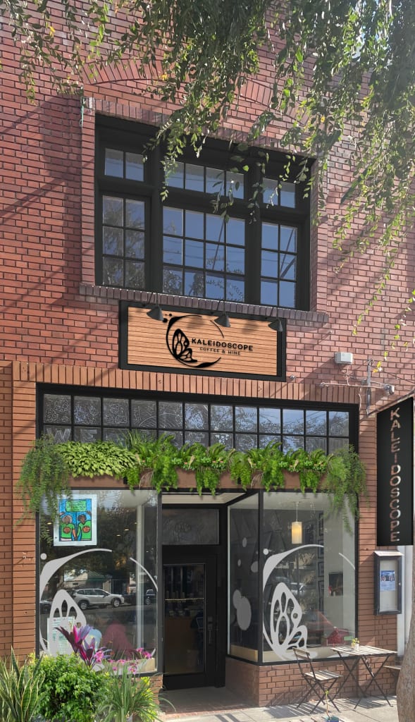 Coffee and wine bar with refreshed curb appeal