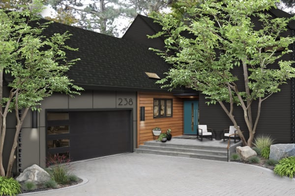 An example of the home exterior trend of 2021: modern wood siding