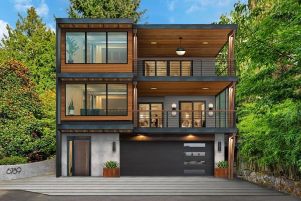 Virtual exterior design of a modern contemporary home - Modern vs. Contemporary Home Design In 2025 - brick&batten