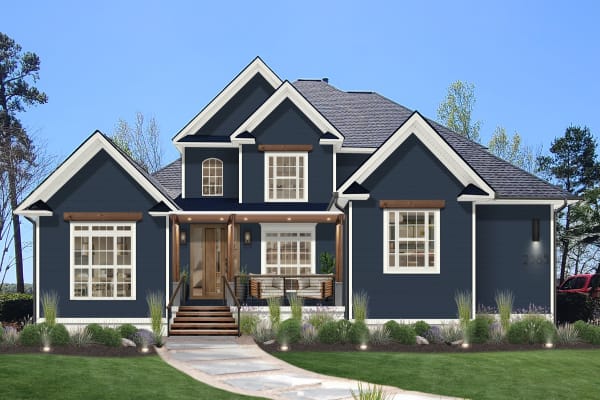 A home rendered in Naval by Sherwin Williams