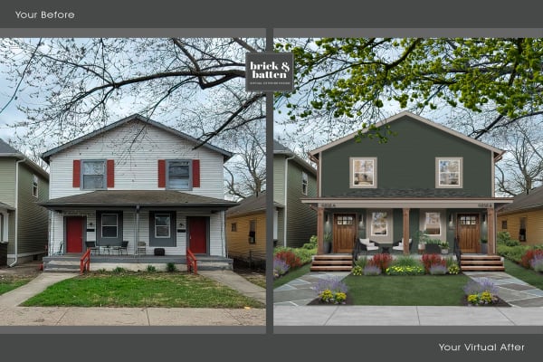 Before and after of a townhome with updated curb appeal