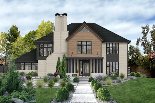 Contemporary home with beautiful front garden design.