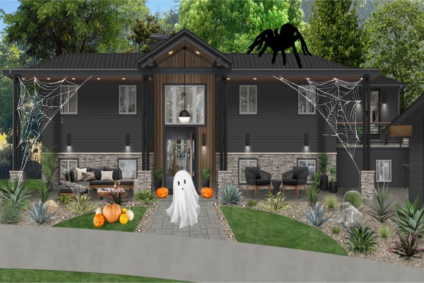 House with halloween decorations designed by brick&batten