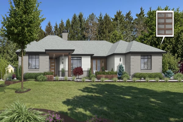 Home with vinyl siding accents designed by brick&batten.