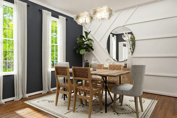 A DIY accent wall in a dining room.
