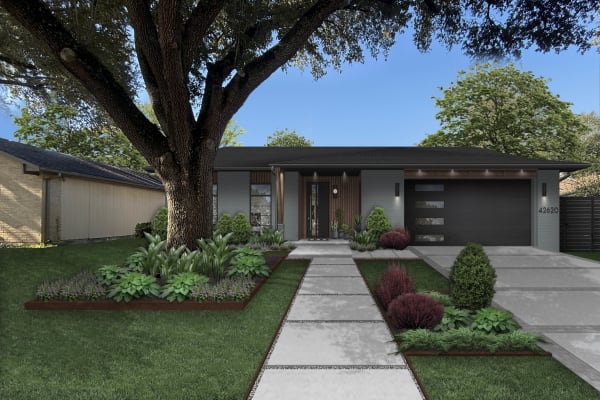 A home with a modern house facade, designed by brick&batten.