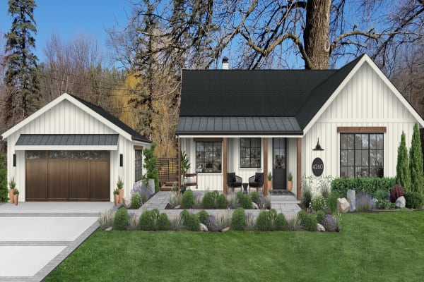 Contemporary farmhouse exterior designed by brick&batten.